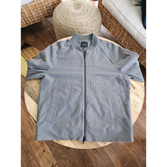 Vince Men's Linen Blend Blomber Jacket Size L Green Military Preppy - Picture 3 of 12